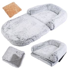 Large Foldable Human Size Dog Bed Flurry Plush with Pillow