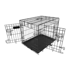 24 Inch Folding Metal Dog Crate Double Door Puppy Cage