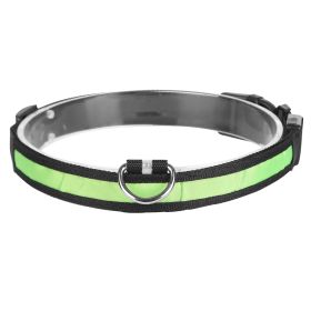 LED Dog Collar USB Rechargeable Adjustable Safety Light Up (Option: xl_green)