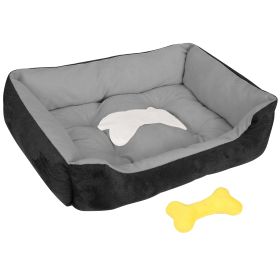 Soft Warm Fleece Dog Bed Cozy Sofa Cushion for Pets (Option: black_l)