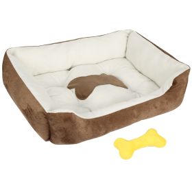 Soft Warm Fleece Dog Bed Cozy Sofa Cushion for Pets (Option: brown_s)