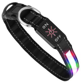 Light Up LED Dog Collar Waterproof USB Rechargeable S M L (Option: S)