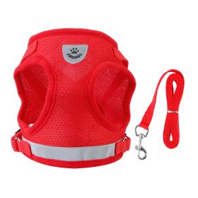 Mesh Dog Harness and Leash Set Reflective Adjustable Vest (Option: red_xl)