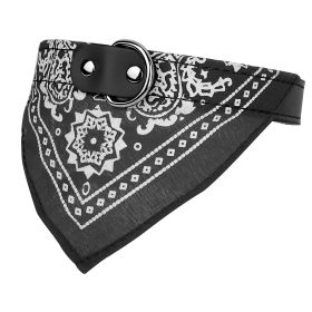 Adjustable Leather Pet Collar with Bandana Triangle Scarf (Option: black_l)