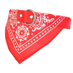 Adjustable Leather Pet Collar with Bandana Triangle Scarf (Option: red_l)