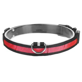 LED Dog Collar USB Rechargeable Adjustable Safety Light Up (Option: l_red)